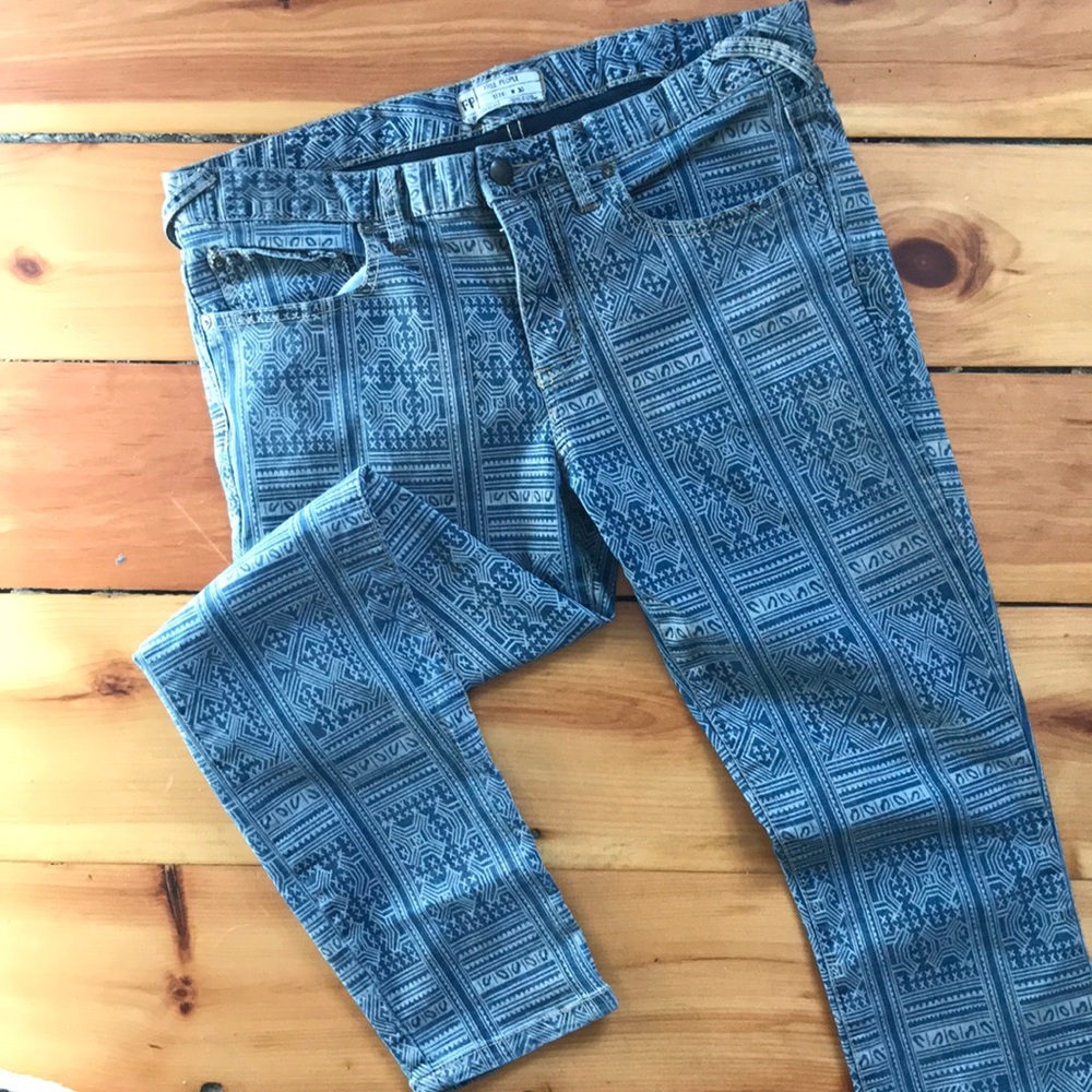 Free People patterned skinny jeans